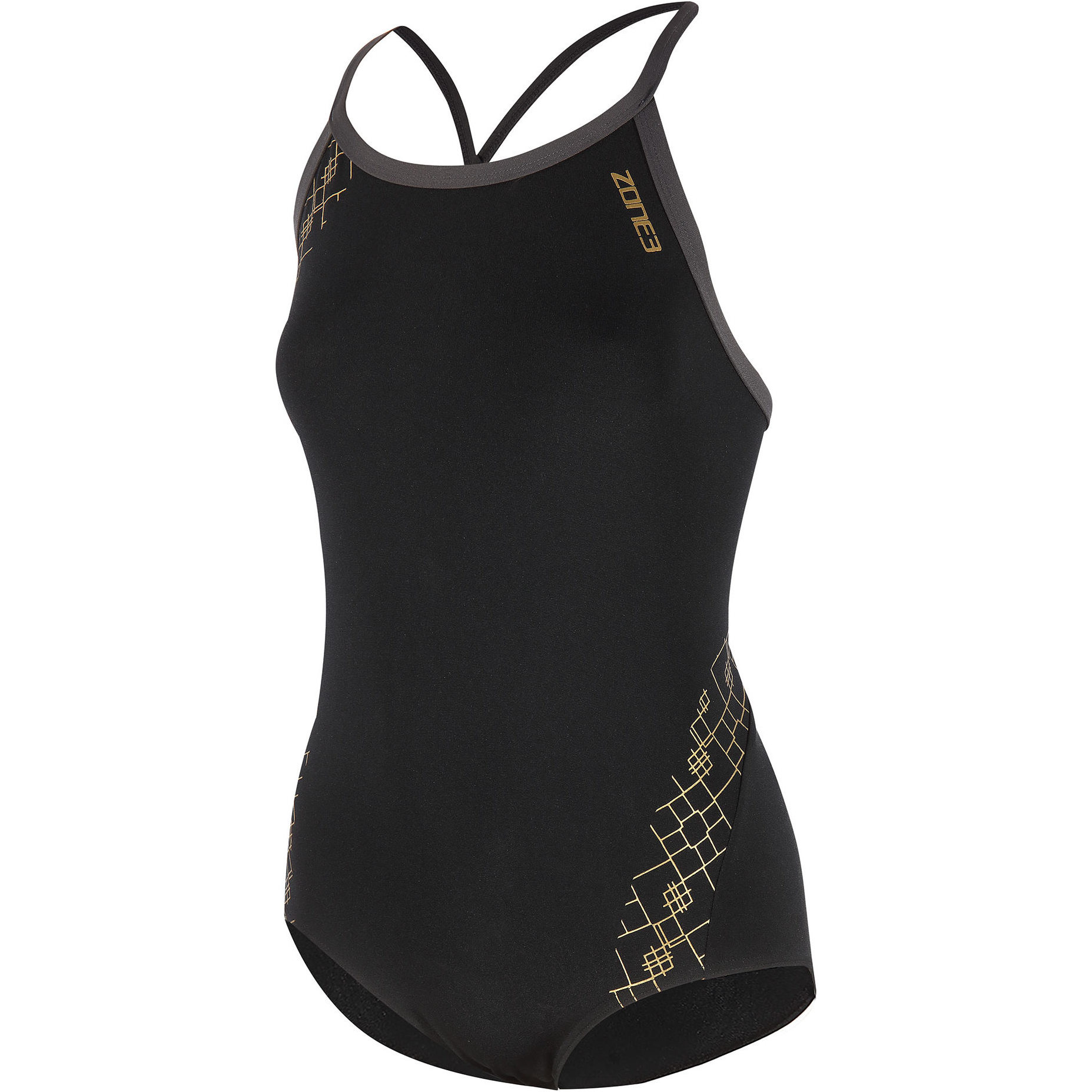 Zone3 Womens Iconic Bound Back Swimsuit SW20WIB - Black / Grey / Gold